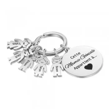 CAS102717 - Personalized keyring, 5 Kids Names, Stainless Steel