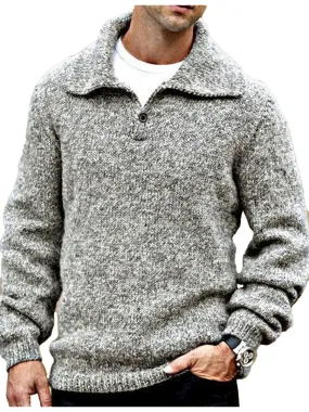 Casual And Versatile Lapel Knitted Sweater