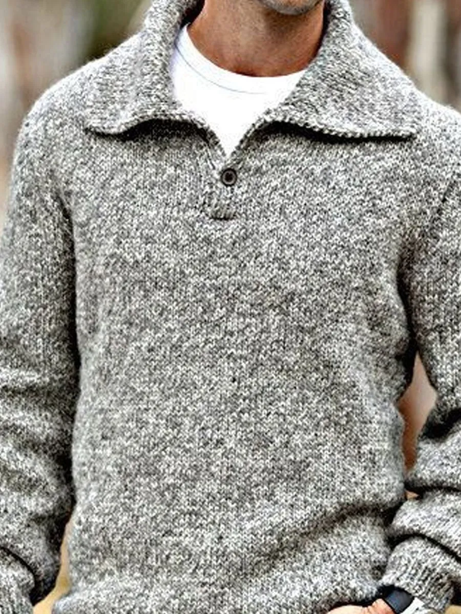 Casual And Versatile Lapel Knitted Sweater