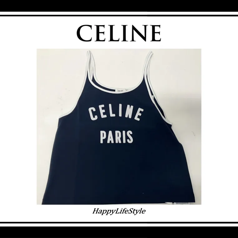 CELINE  |Crew Neck U-Neck Bi-color Plain Cotton Logo