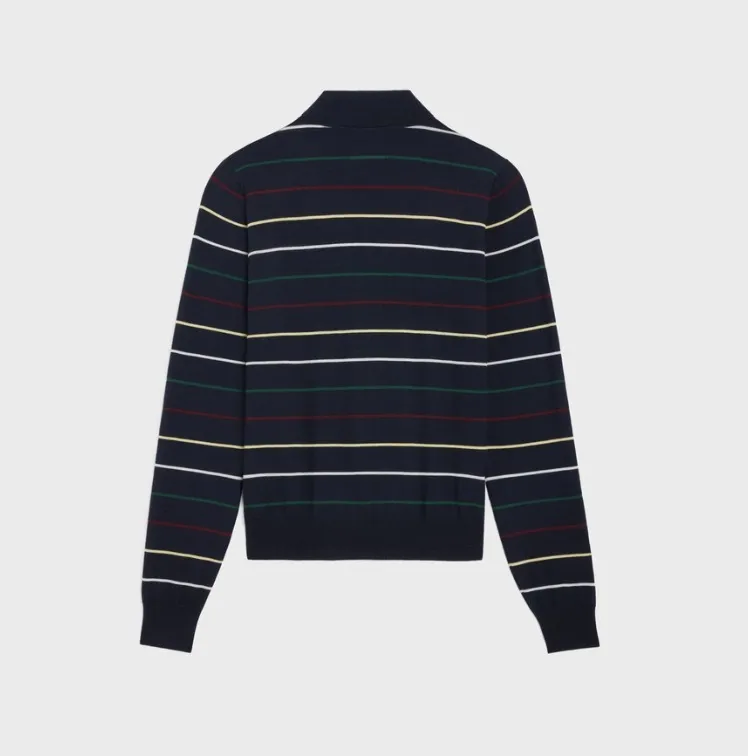 CELINE  |striped triomphe polo in fine wool