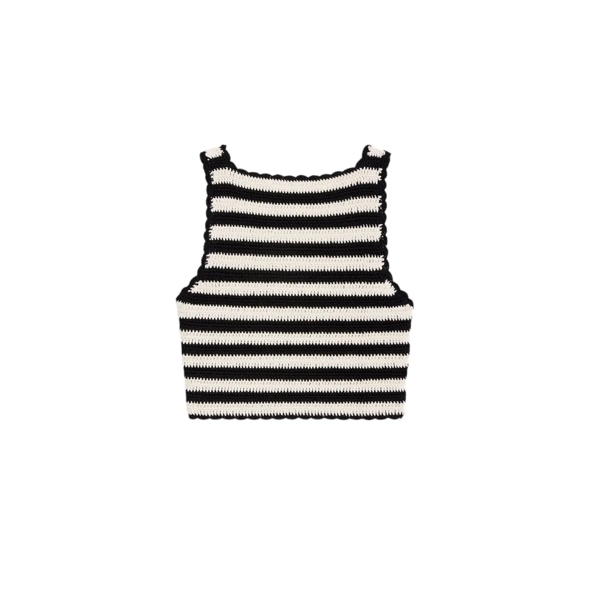 CELINE  |triomphe striped crop top in crocheted cotton