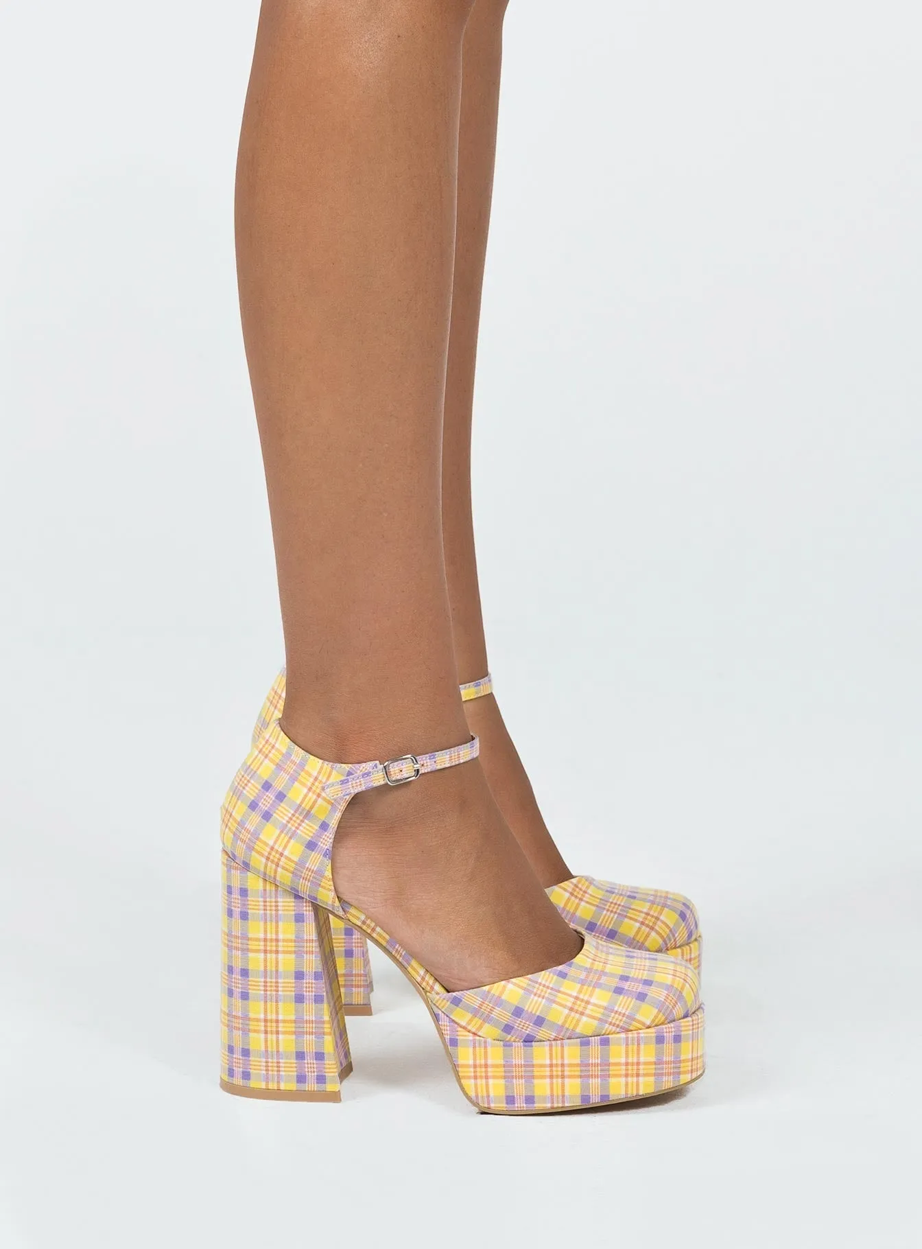 Chabert Platform Heels Yellow / Check