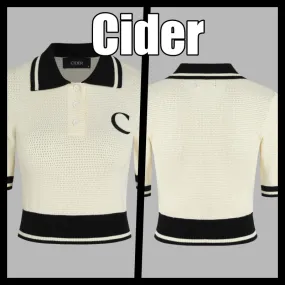 Cider  |Nylon Plain Short Sleeves Knitted Polo Shirts