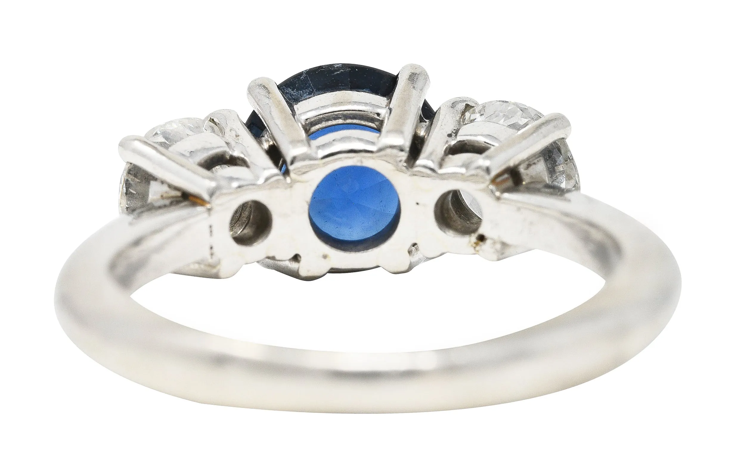 Contemporary 2.92 CTW Sapphire Diamond Platinum Three Stone Ring