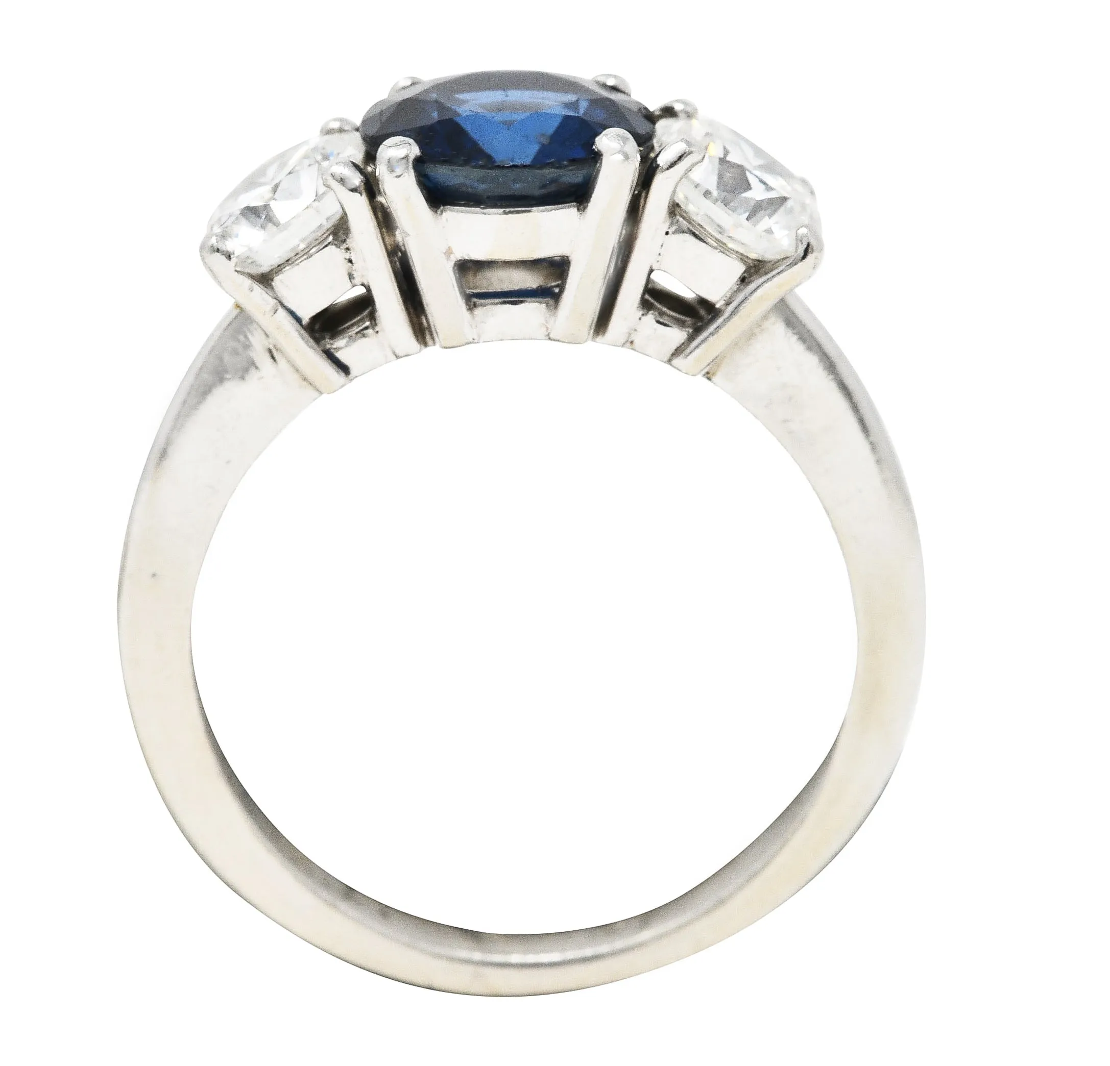 Contemporary 2.92 CTW Sapphire Diamond Platinum Three Stone Ring