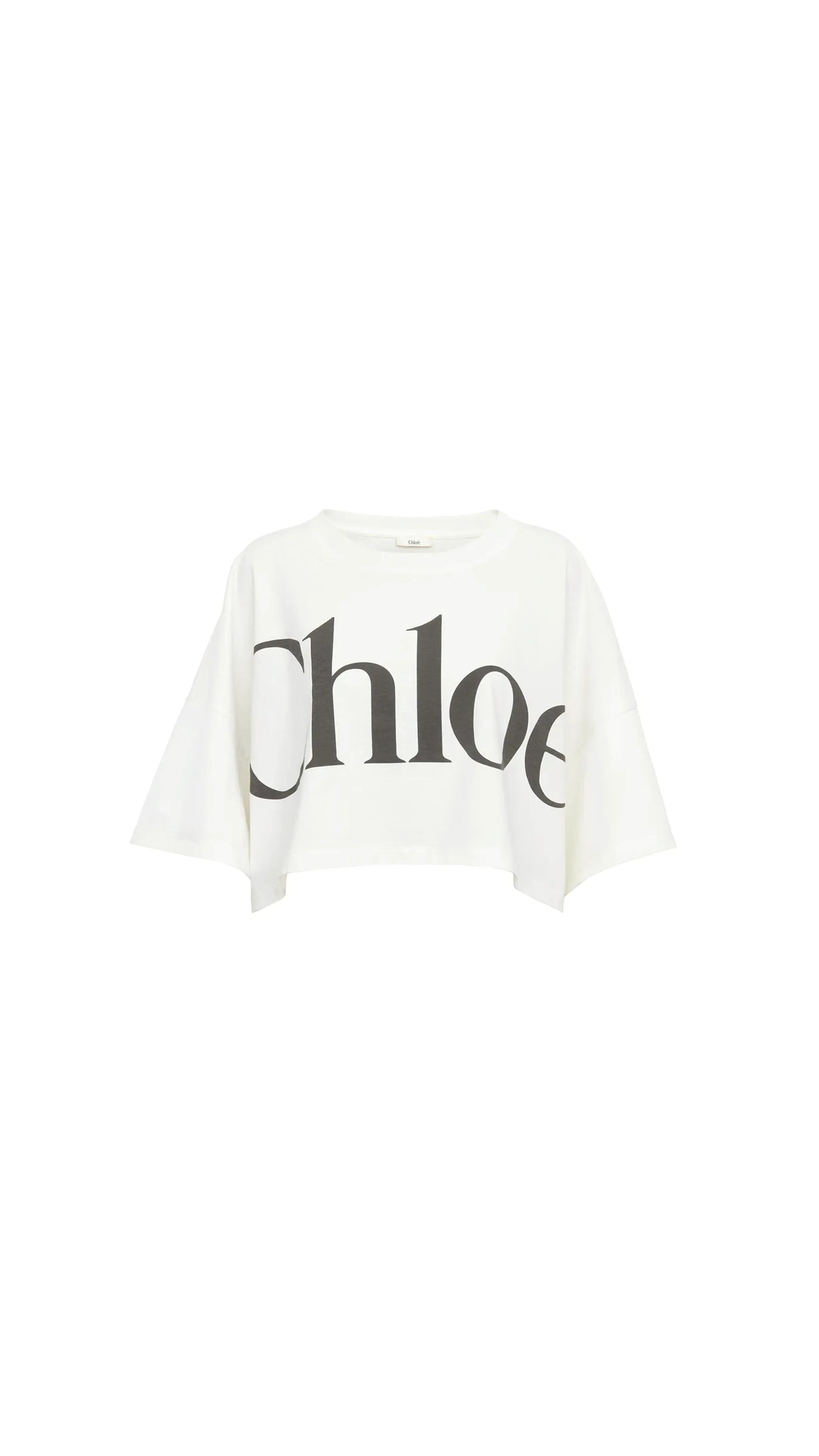 Cropped Boxy Logo T-shirt In Cotton Jersey - White