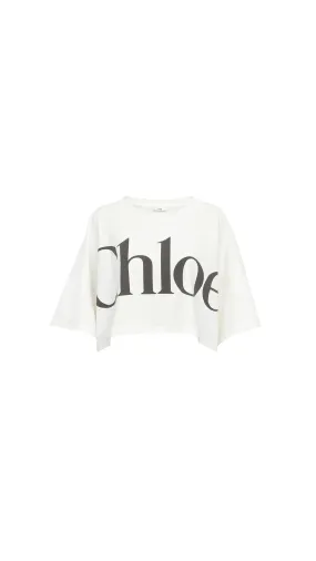 Cropped Boxy Logo T-shirt In Cotton Jersey - White