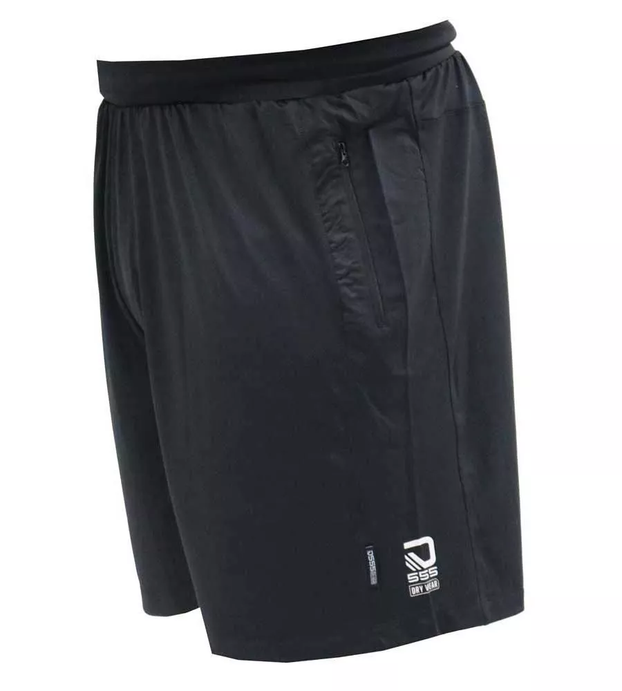 D555 Big Mens Black Dry Wear Polyester Stretch Shorts (SLOUGH 2)