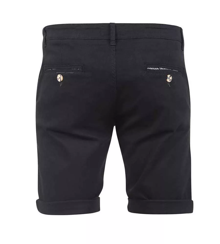 D555 Mens Black Stretch Chino Shorts (BASILDON 1)