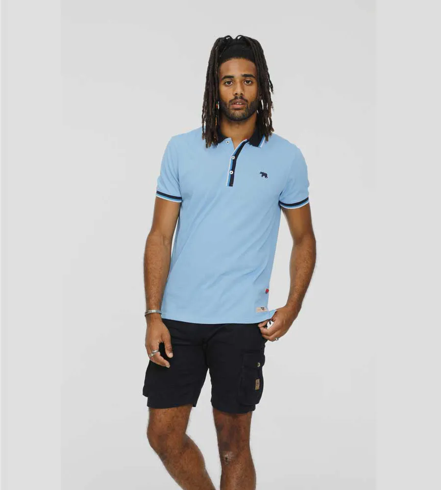 D555 Mens Jersey Polo With Fine Stripe and Ribbed Trims (BAYTON 1)