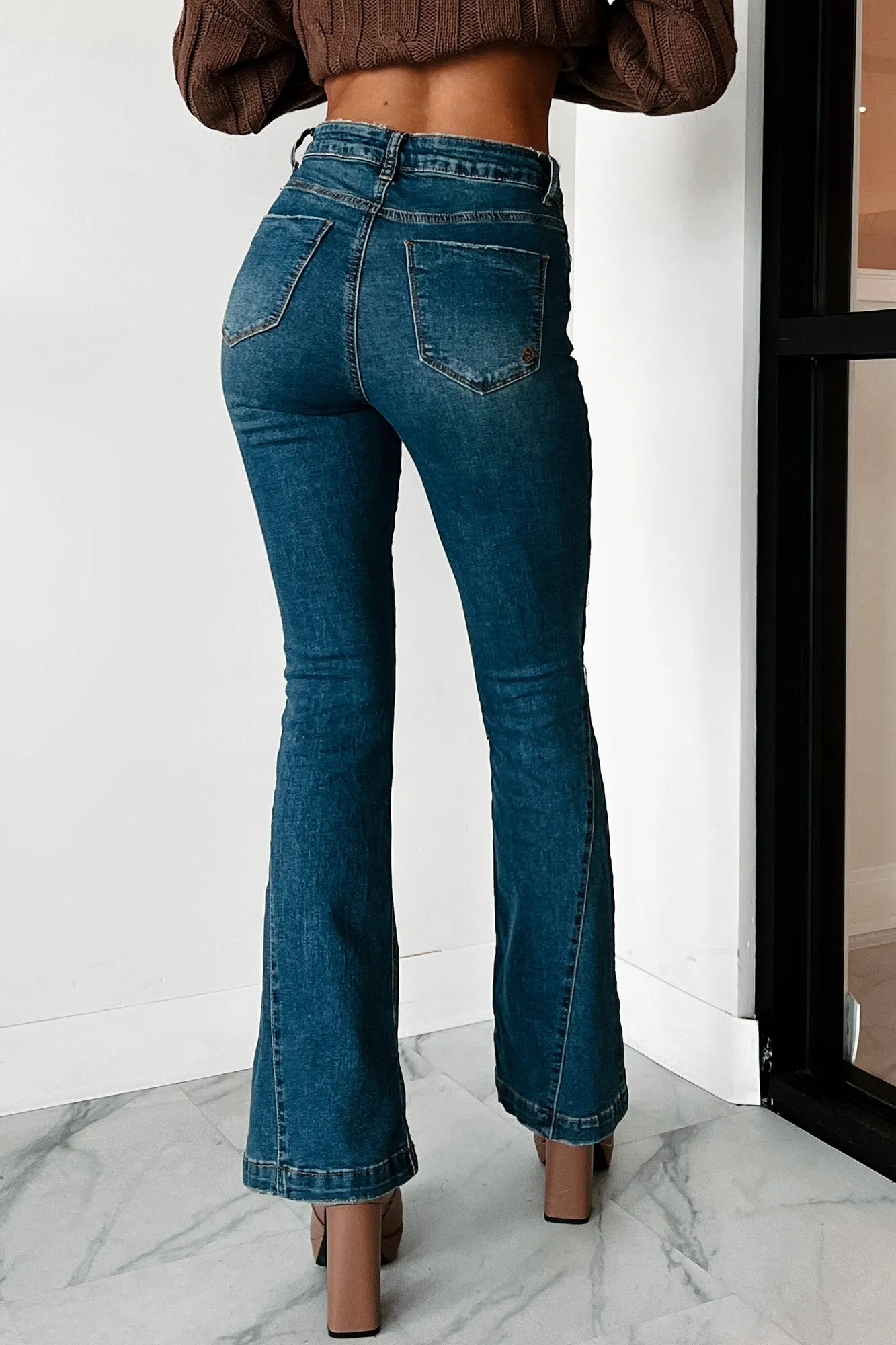 Damani High Rise Flare Jeans (Medium Blue)