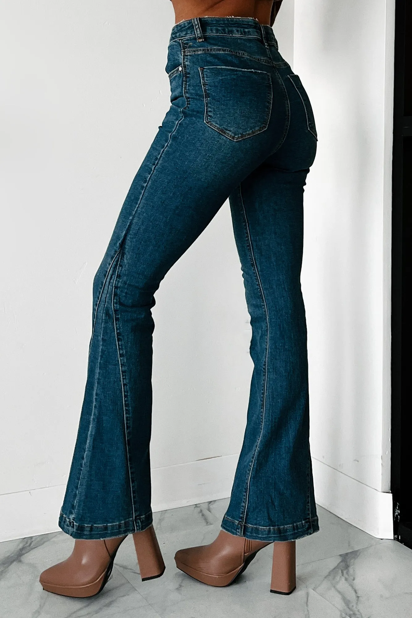 Damani High Rise Flare Jeans (Medium Blue)