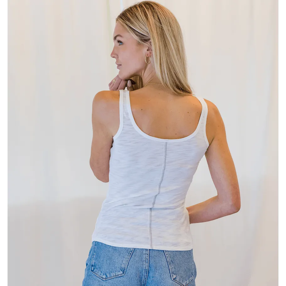 Double Layer Pima Cotton Tank in White