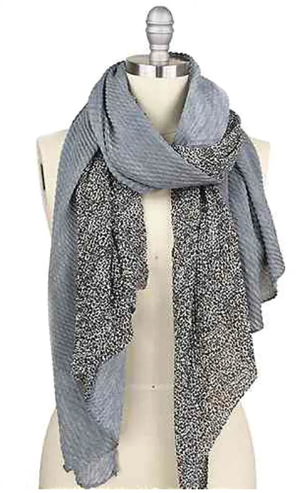 EAS9402 Leopard Pattern H&H Pleated Oblong Scarf