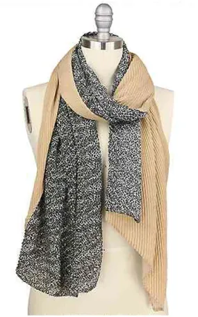 EAS9402 Leopard Pattern H&H Pleated Oblong Scarf