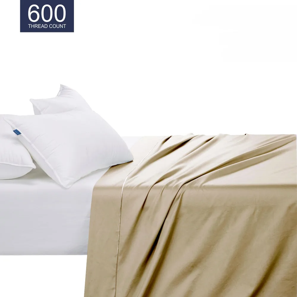 Egyptian Cotton Co 600 Thread Flat Sheet Stone