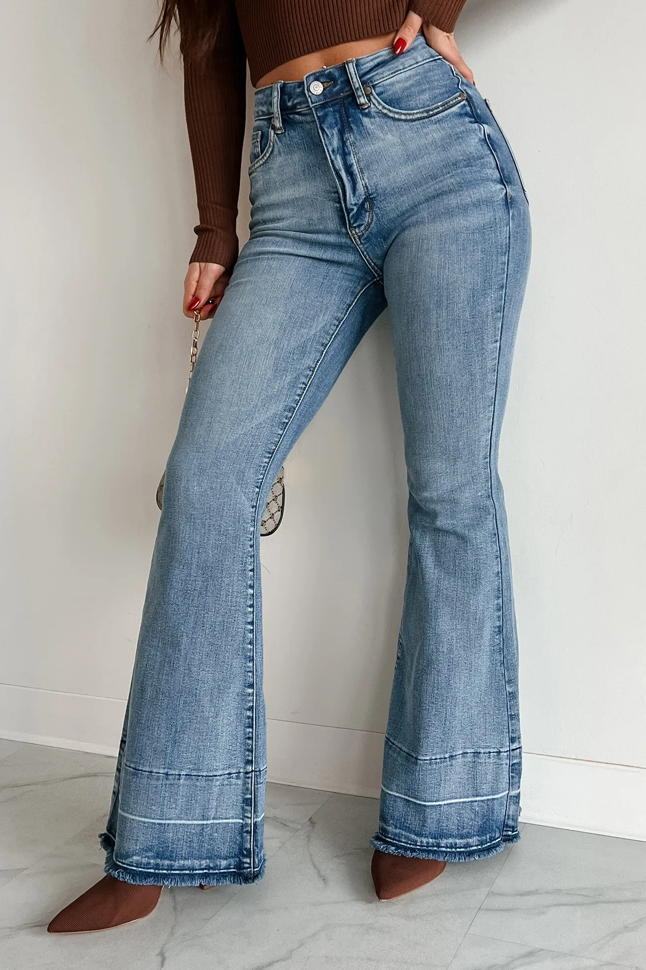 Evelynn Judy Blue High Rise Tummy Control Flare Jeans (Medium)