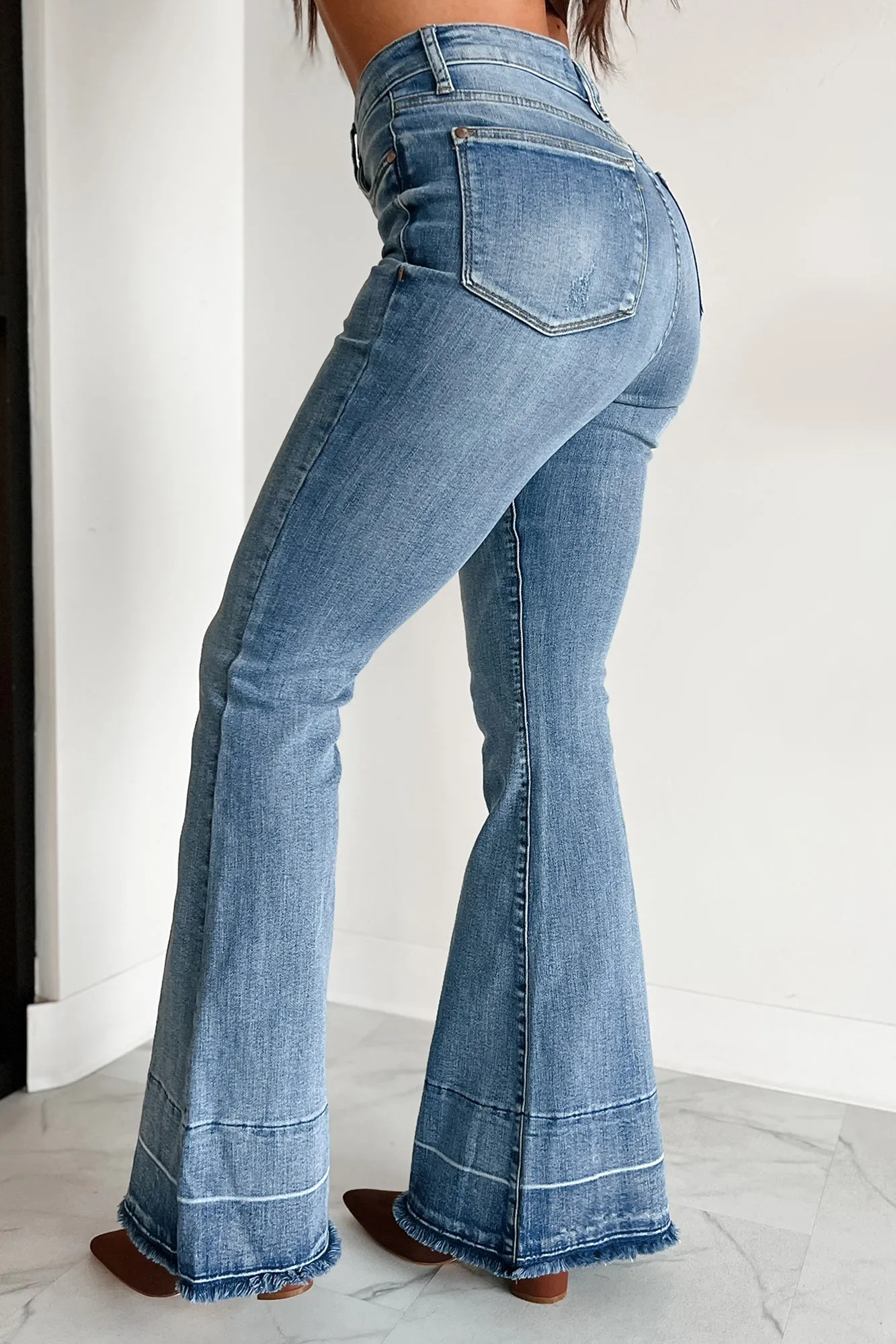 Evelynn Judy Blue High Rise Tummy Control Flare Jeans (Medium)