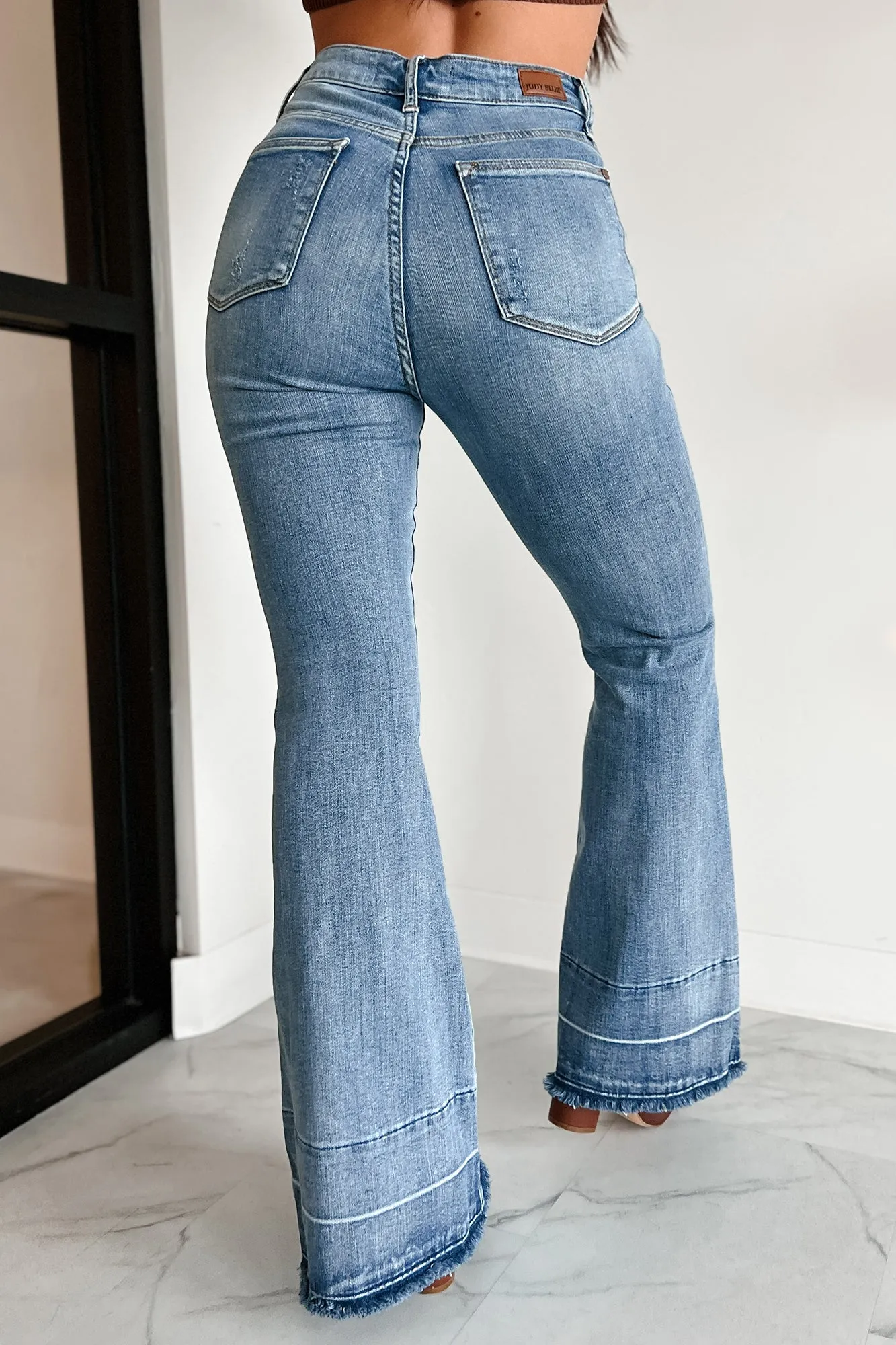 Evelynn Judy Blue High Rise Tummy Control Flare Jeans (Medium)