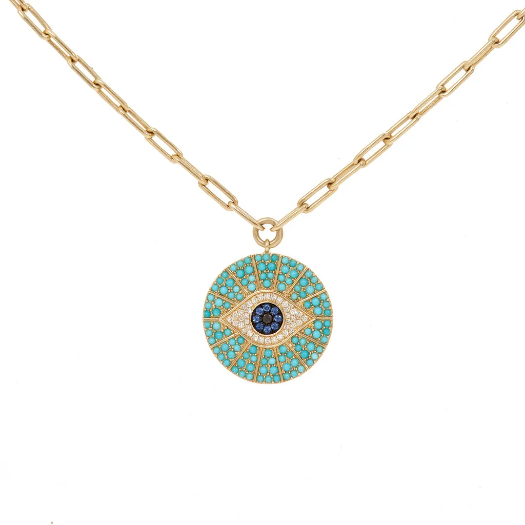 Evil Eye Stone Disc Necklace