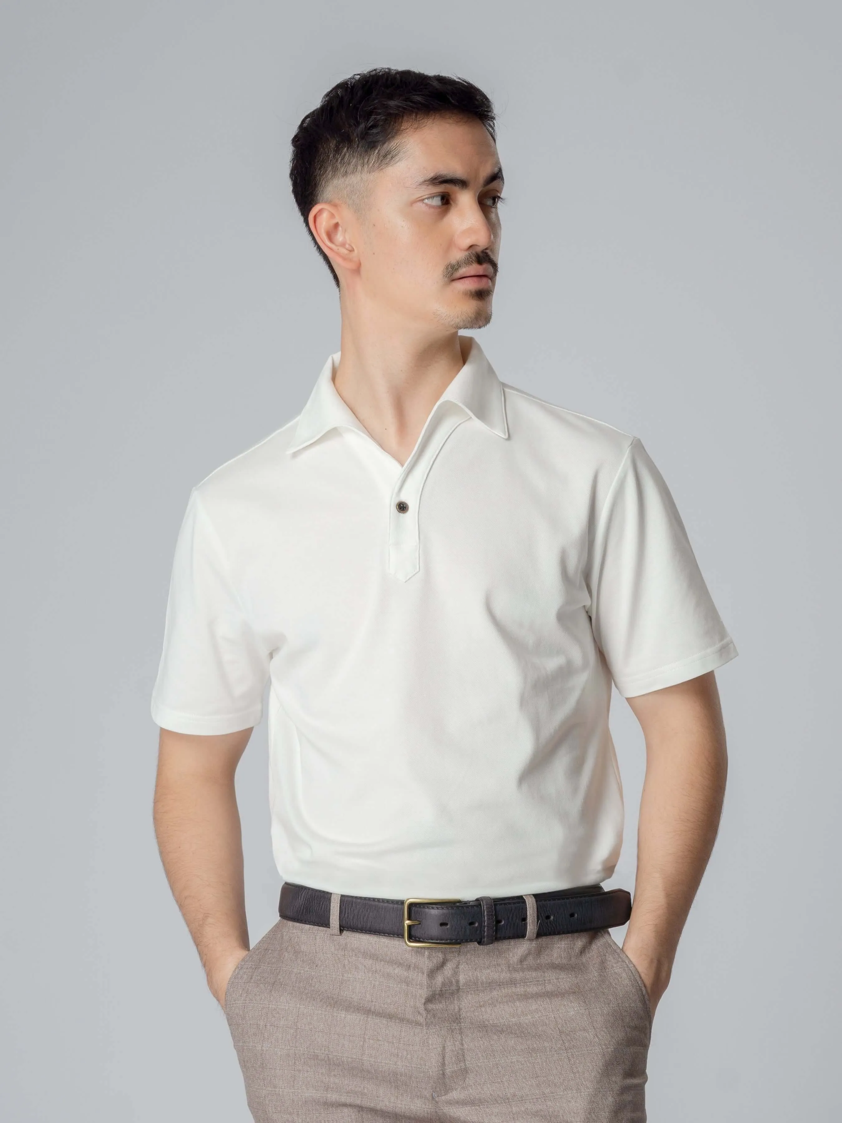 Ezio Polo Shirt - White One-Piece Collar