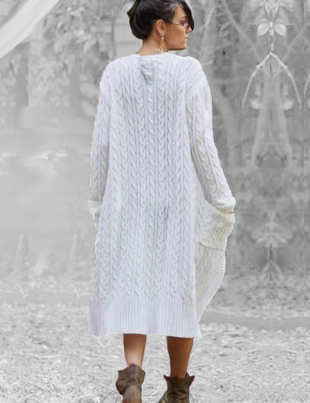 Felix Cable Knit Coat in White by Sundays the Label