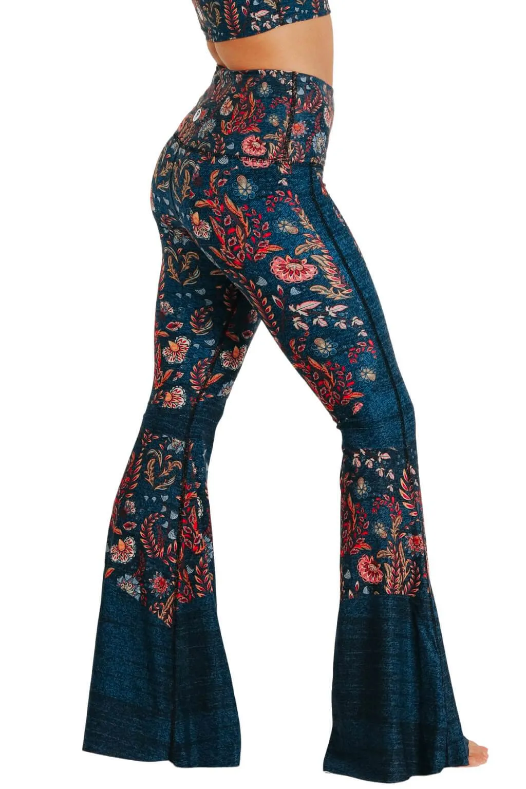 Festival Denim Printed Bell Bottoms