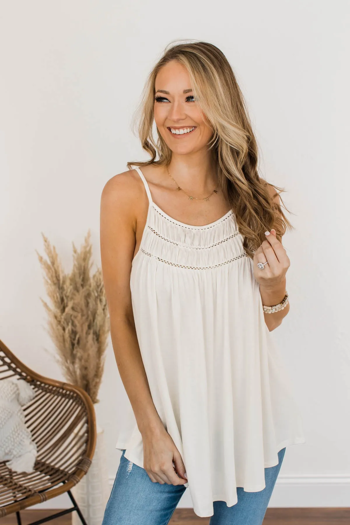 Festival Memories Crochet Tank- Cream