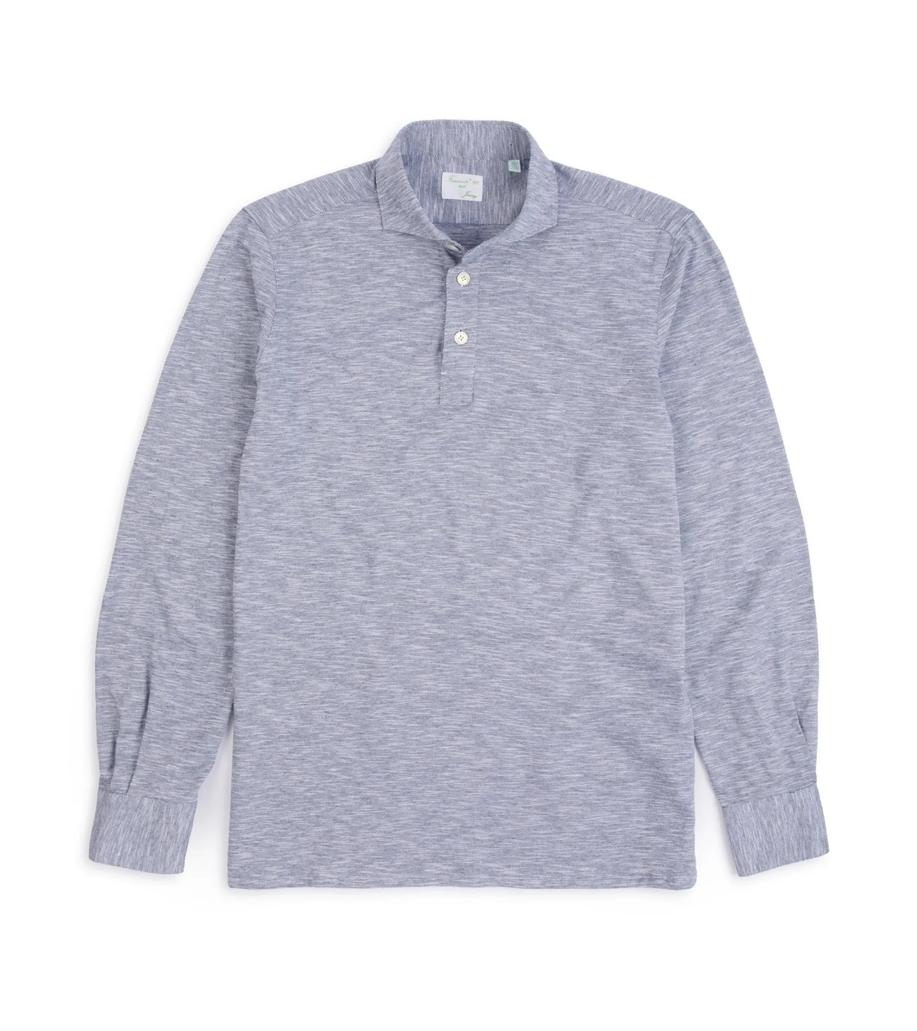 Finamore Orlando Cotton Mix Polo Shirt: Blue Marl