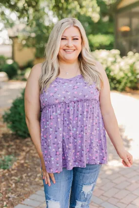 Find Me In The Garden Floral Tank Top- Grape