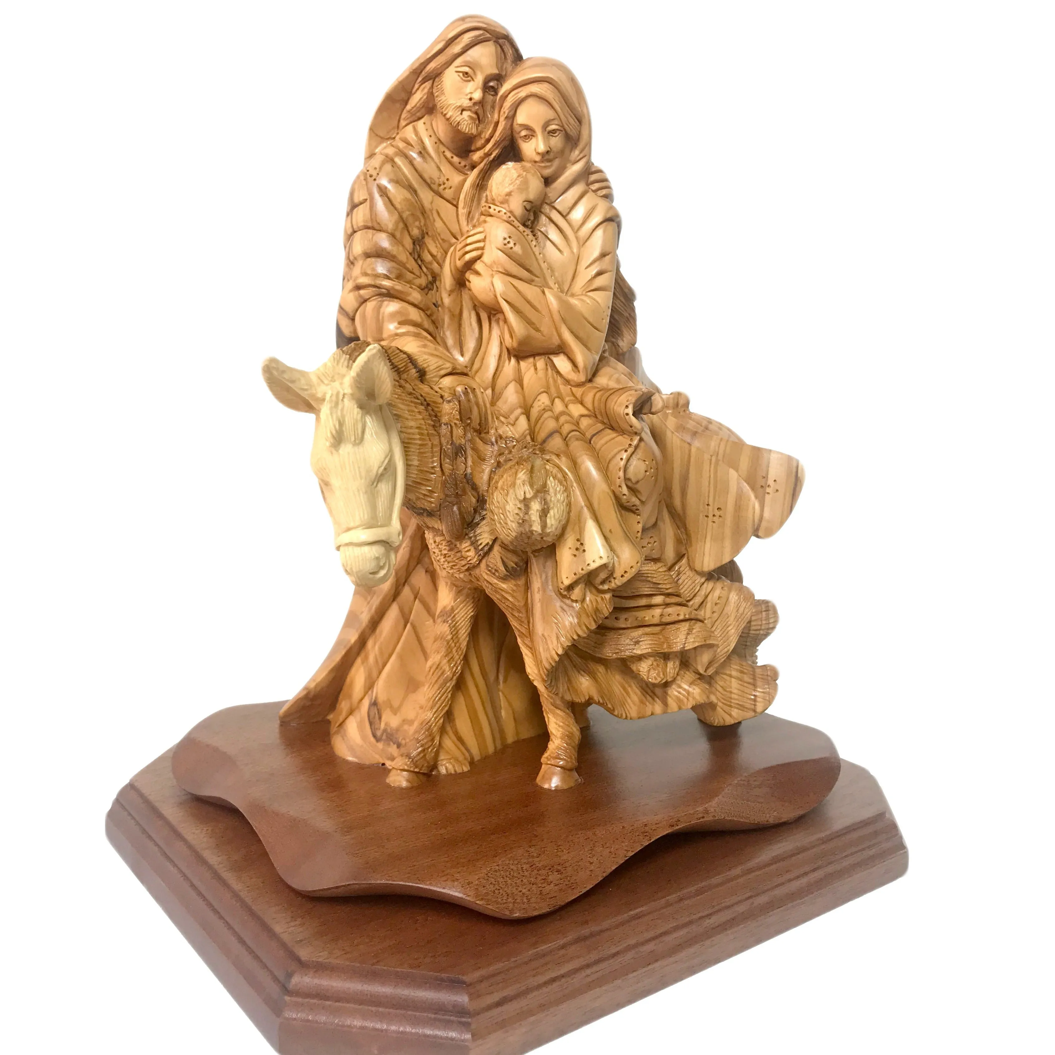 Flight into Egypt, 10.2 Olive Wood Carving from Holy Land