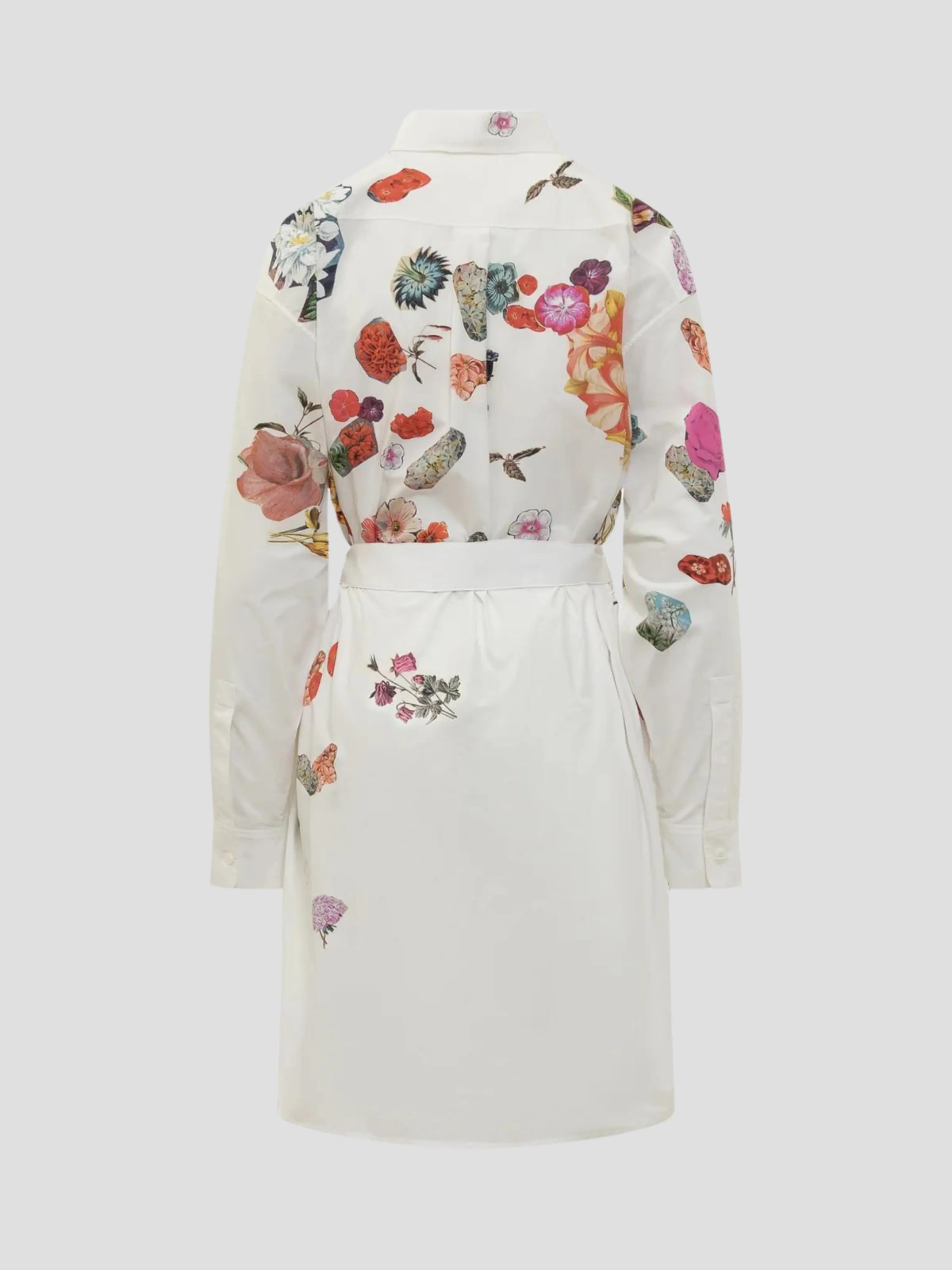 Floral Printed Belted Shirt Dress