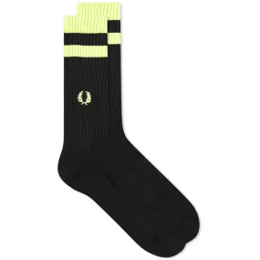 Fred Perry Tipped Sports SockBlack & Neon Yellow