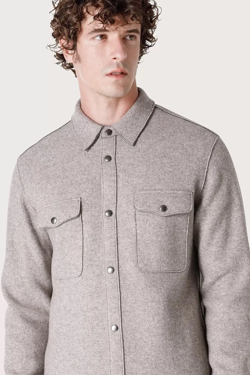 Giacca overshirt con bottoni automatici uomo Grigio