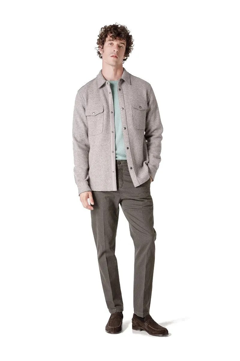 Giacca overshirt con bottoni automatici uomo Grigio