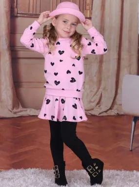 Girls Hearty Heart Top and Skirted Legging Set