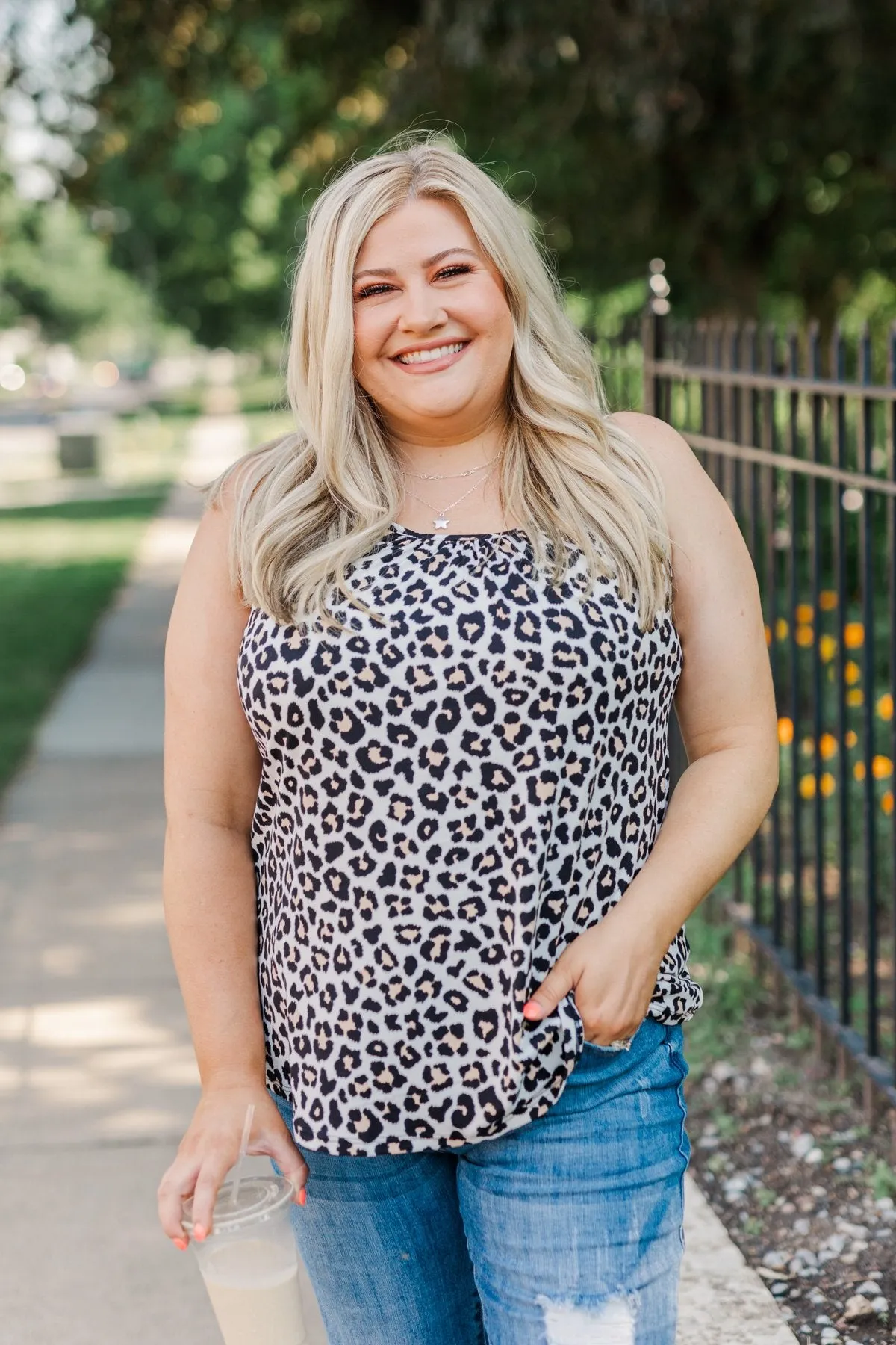 Gonna Go My Own Way Leopard Tank Top- Ivory