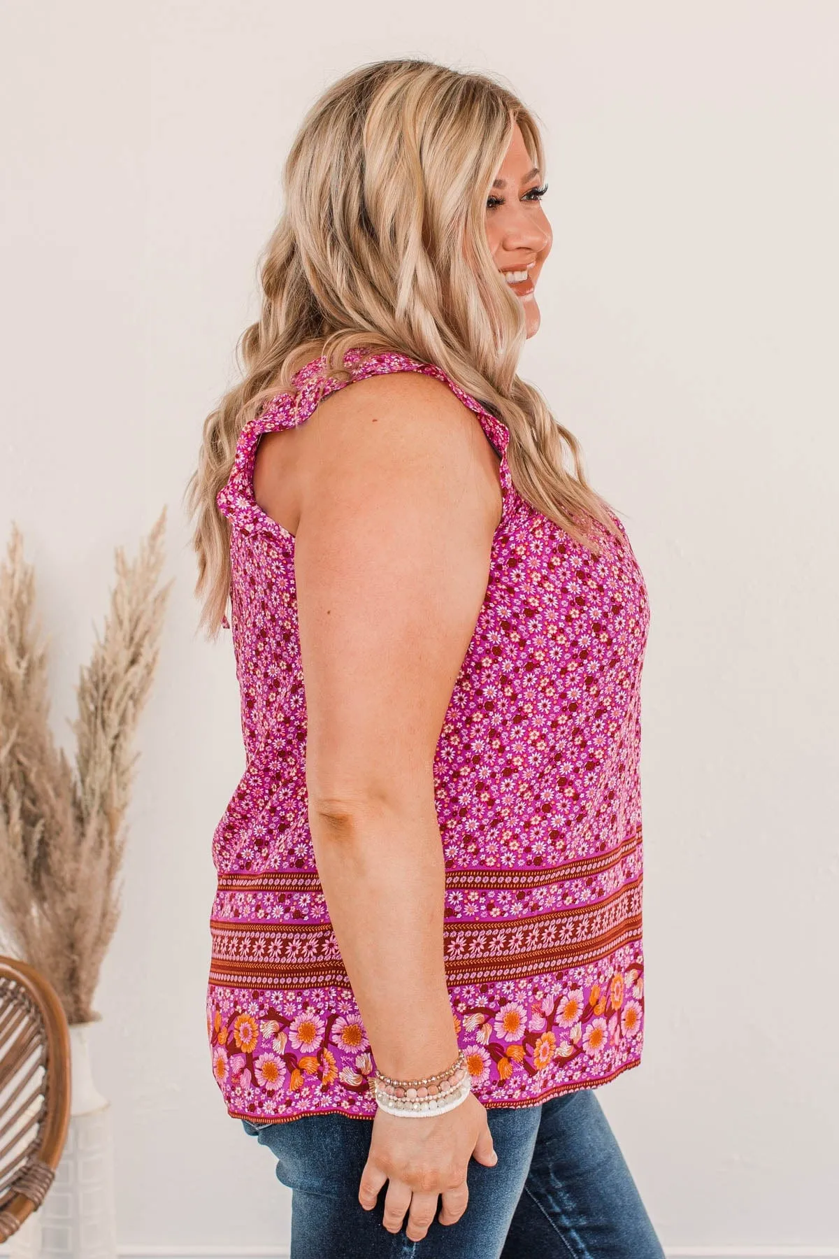 Gorgeous Dream Floral Tank- Magenta