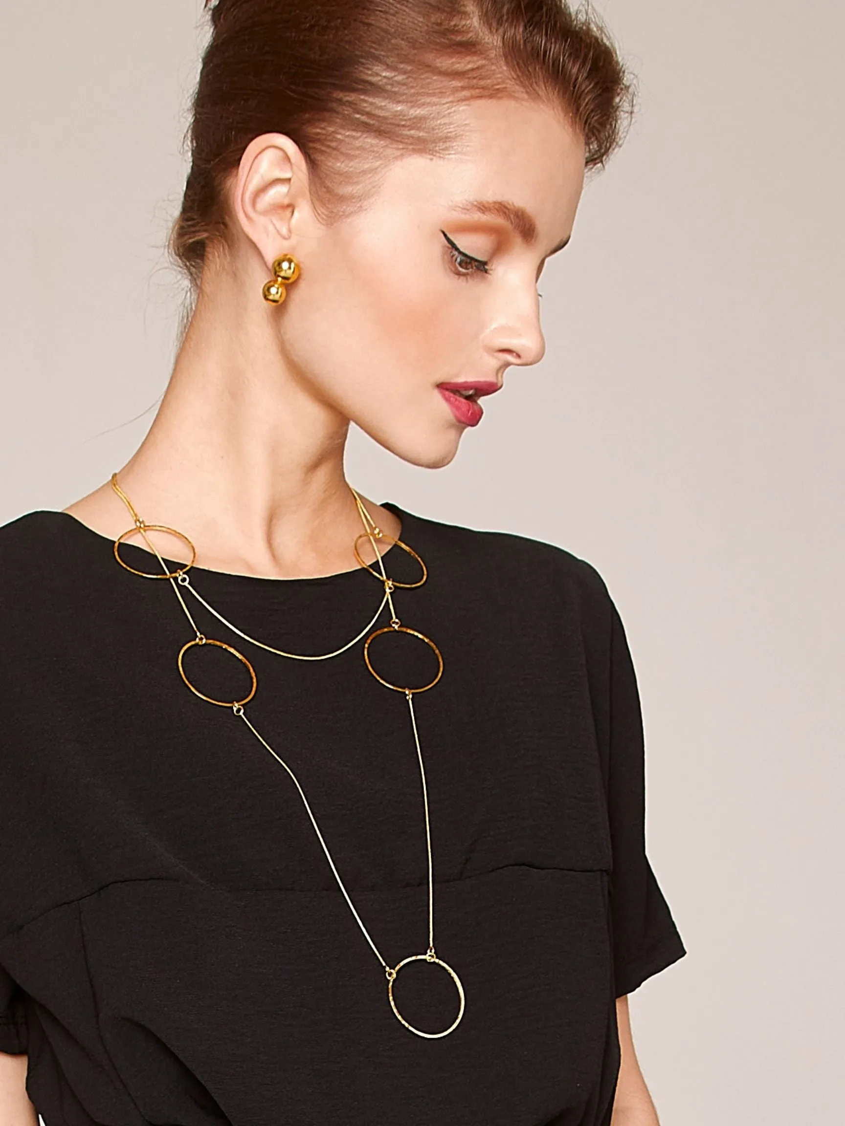 Halo Lindy Textured Gold Hoop Necklace