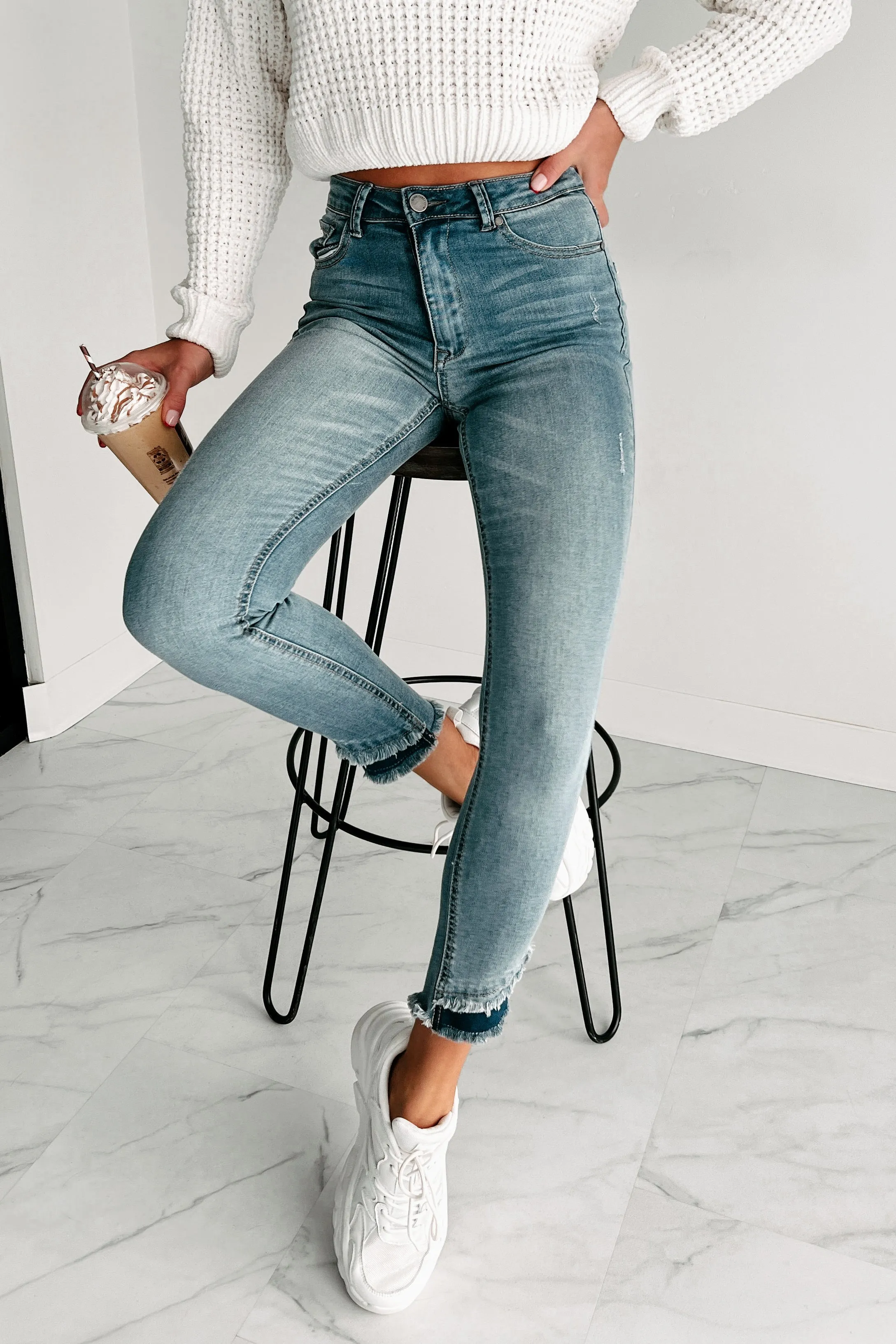 Holiday Steal- Gabriella High Rise Layered Hem Skinny Jeans (Medium)