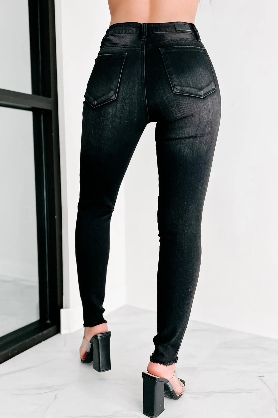 Holiday Steal- Honor Bound Mid-Rise Distressed Skinny Jeans (Black)