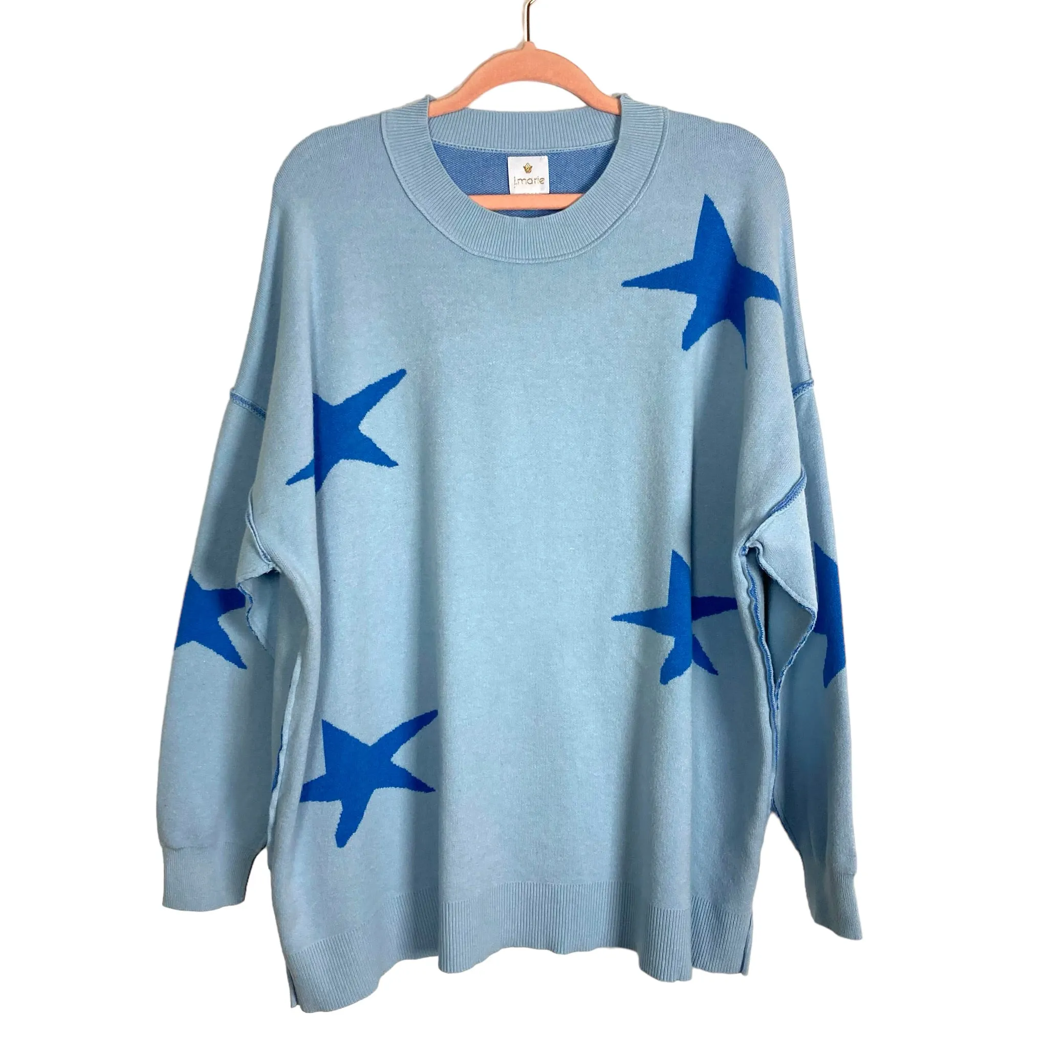 J. Marie Blue Star Print Sweater- Size M