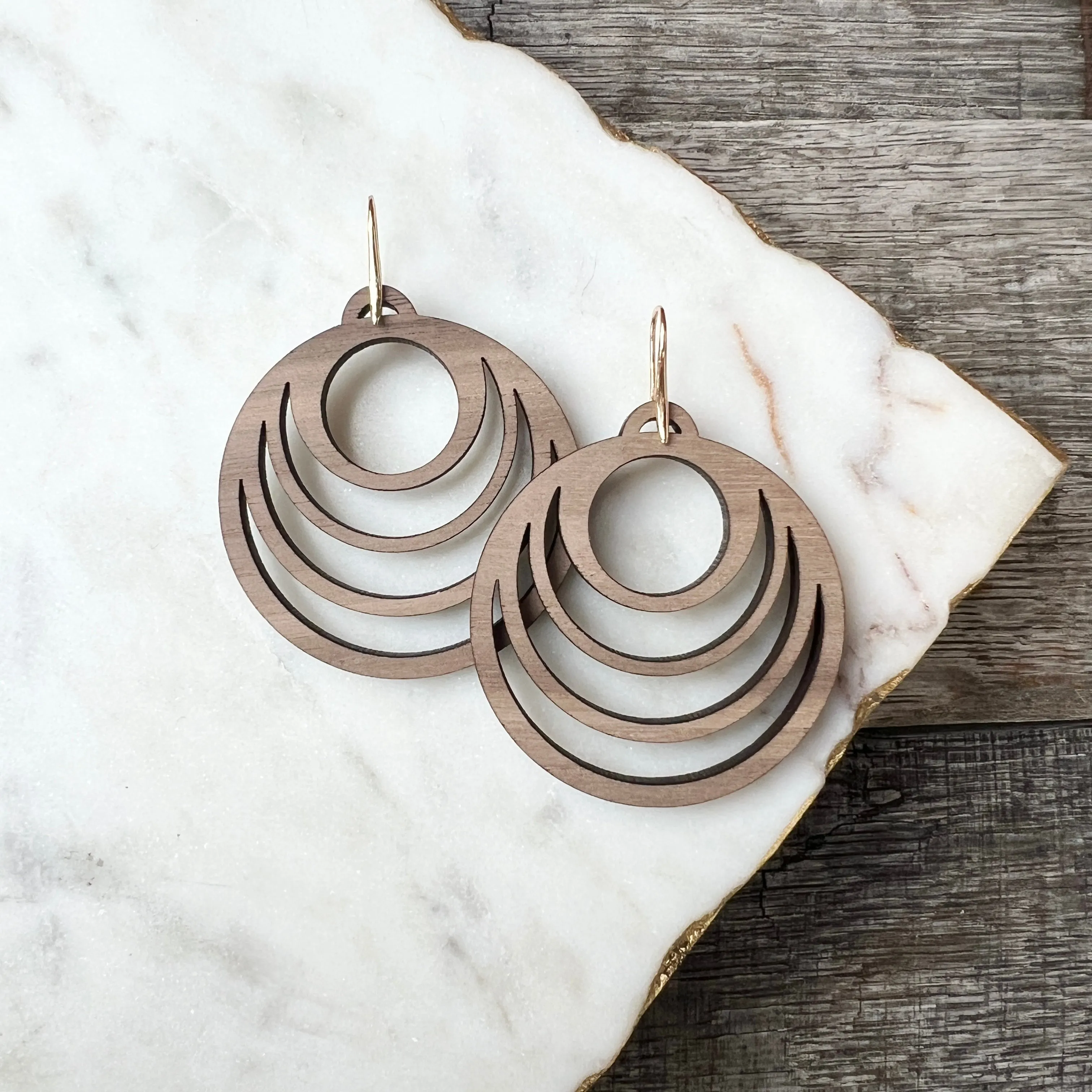 Joy Drops - Walnut- Wood Earrings