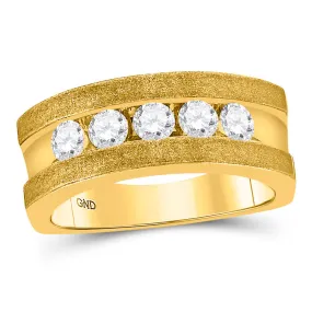 Keene Jewelers 10k Yellow Gold Mens Round Diamond Single Row 5-Stone Wedding Band Ring 1/2 Cttw