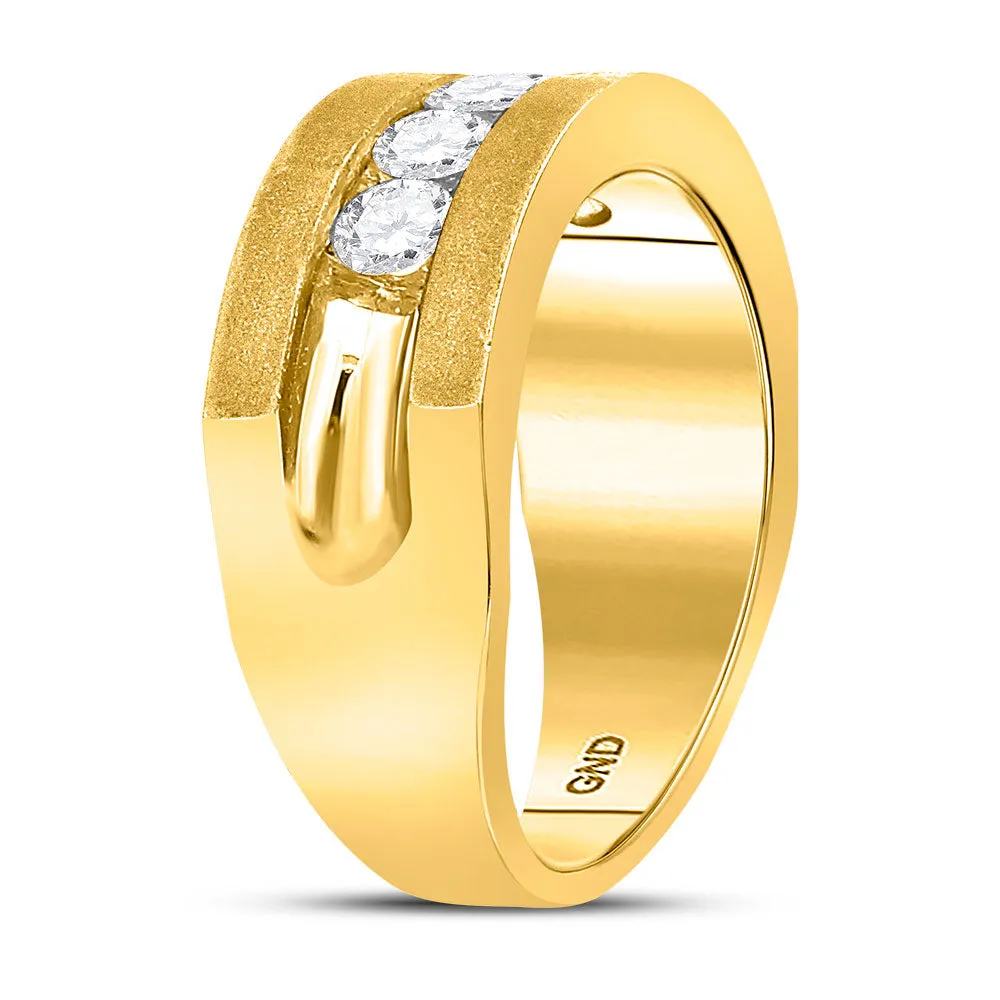 Keene Jewelers 10k Yellow Gold Mens Round Diamond Single Row 5-Stone Wedding Band Ring 1/2 Cttw