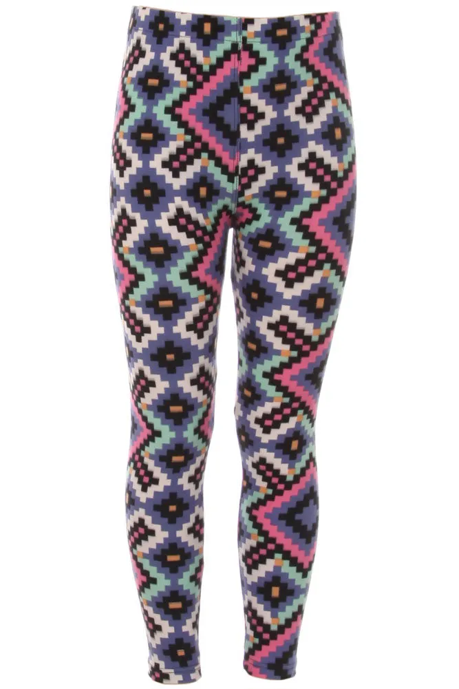 Kid's colorful pixelated Diamond Pattern Printed Leggings