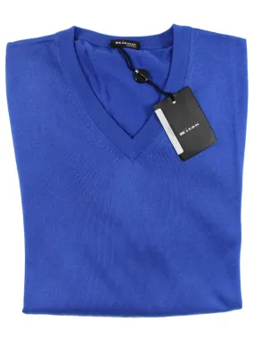 Kiton Silk Sweater Royal Blue - V-Neck S / EUR 48