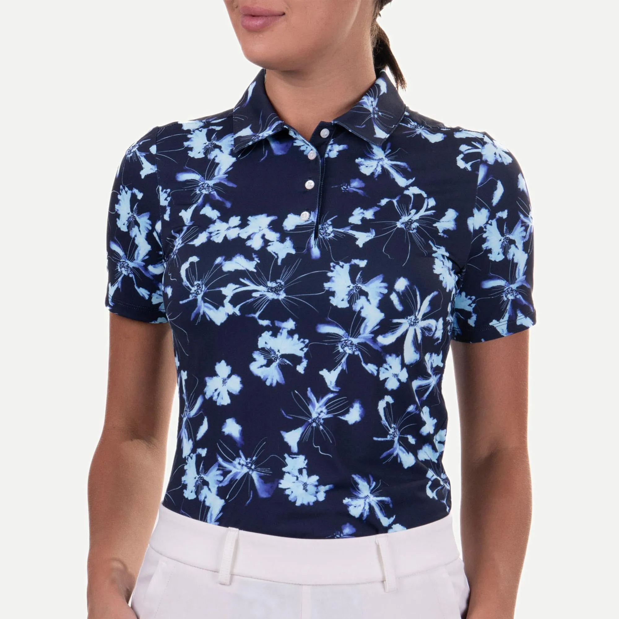 KJUS Enya PrintedLadies Golf Polo Icy Blue/Atlanta