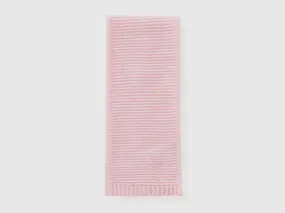 Knit scarf in stretch wool blend - Pink | Benetton